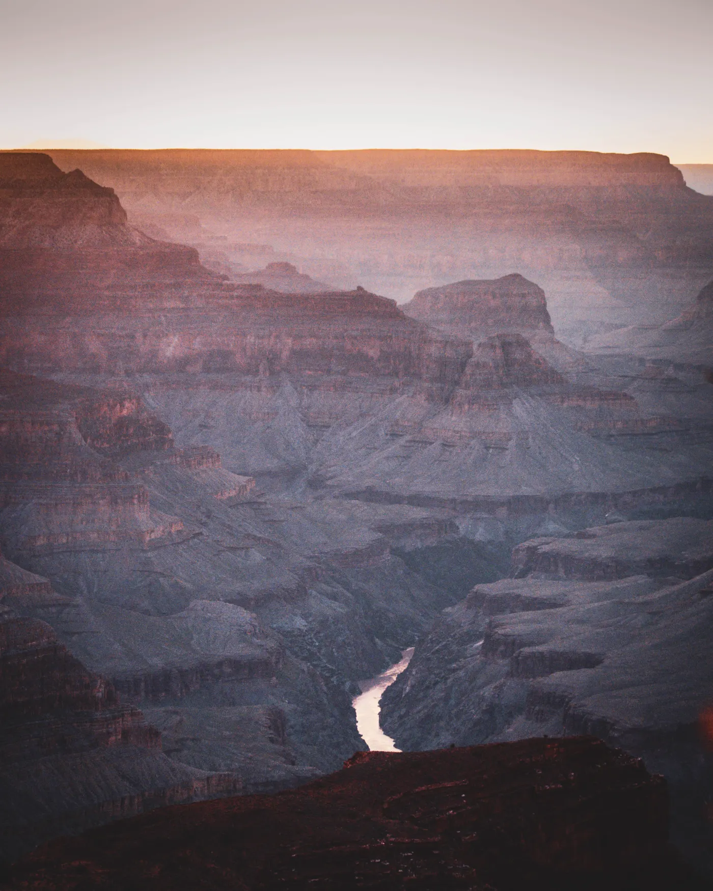 Colorado River deep in the Grand Canyon at sunset